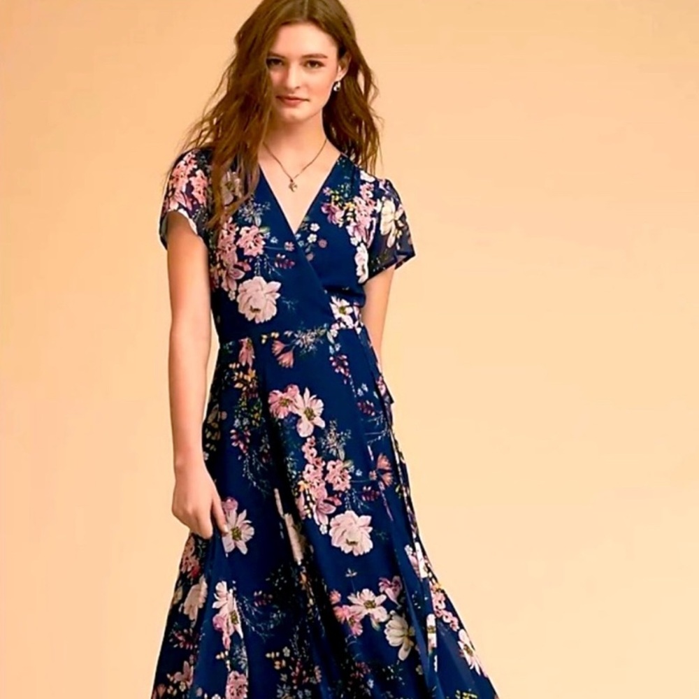 NWOT BHLDN Yumi Kim Navy Floral Maxi Dress bridesmaid